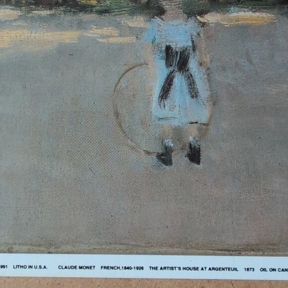 Vintage Claude Monet The Artists House At Argenteuil Lithograph On Board 1991 - Picture 4 of 9